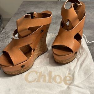 Chloé leather gladiator sandals with platform crossover straps